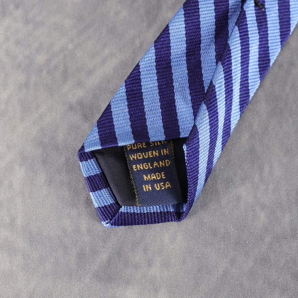Brooks Brothers 100% Silk Necktie Blue Navy Repp Stripe Classic Makers USA Made - Picture 7 of 10